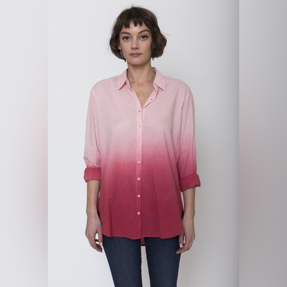Xirena / Beau Ombre Cotton Poplin Button Up shirt horizon ombré red pink small s - Picture 1 of 10